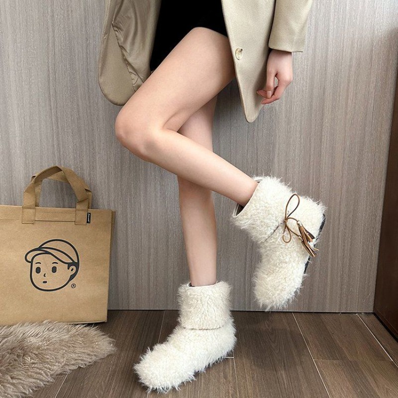 Street Fashion Online - Zapatos blancos con forro polar de
