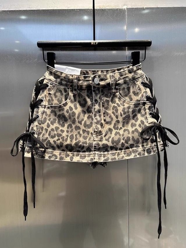 Street Fashion Online - Falda vaquera con estampado de leopardo