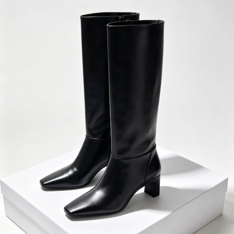 Botas de tacón bajo de cuero a - Street Fashion Designer reseña y precio