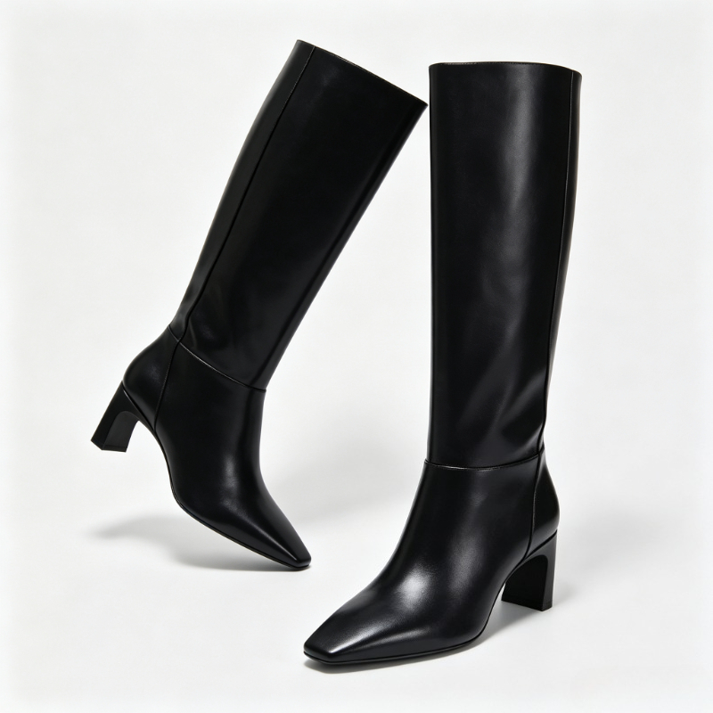 Botas de tacón bajo de cuero a - Street Fashion Designer reseña y precio